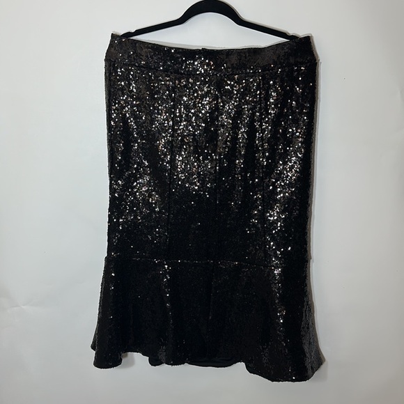 Torrid 14 SYLVIA MOLLIE TRUMPET MIDI SKIRT - PONTE SEQUIN BLACK - Picture 4 of 9